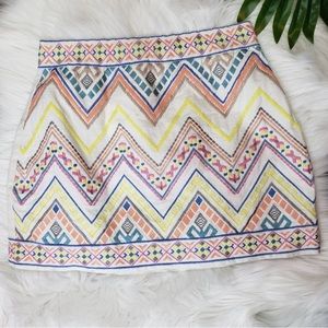 Anthro | Champagne & Strawberry Boho Western Skirt